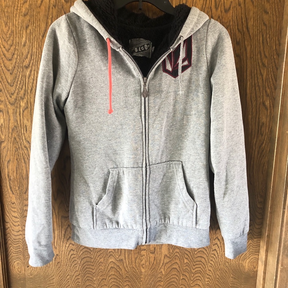 Volcom Black and Gray Fleece-Lined Jacket